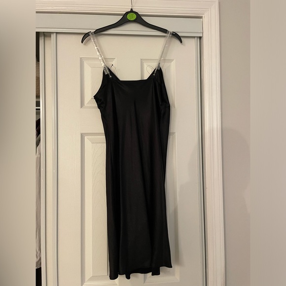 NWT Primark Black Satin Slip Dress Size 8 - Picture 2 of 5